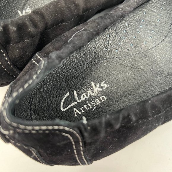 Clarks Black Suede Bow Accent Flats | Versatile Any Season - Picture 9 of 9